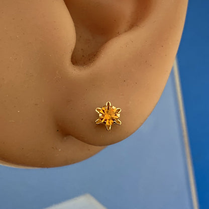 Designer 14K Yellow Gold Round Citrine Starter Stud Earrings