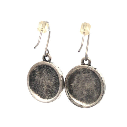Vintage 925 Sterling Silver Gold Vermeil Two Tone Swirl Round Dangle Earrings
