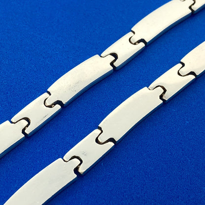Designer Dellapina Sterling Silver Panel Link 7.5" Bracelet 16.5" Necklace Set