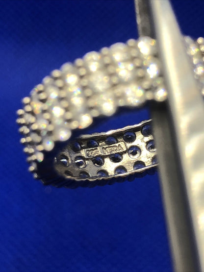MEDA 925 Sterling Silver Cubic Zirconia Eternity Wedding Anniversary Band Ring