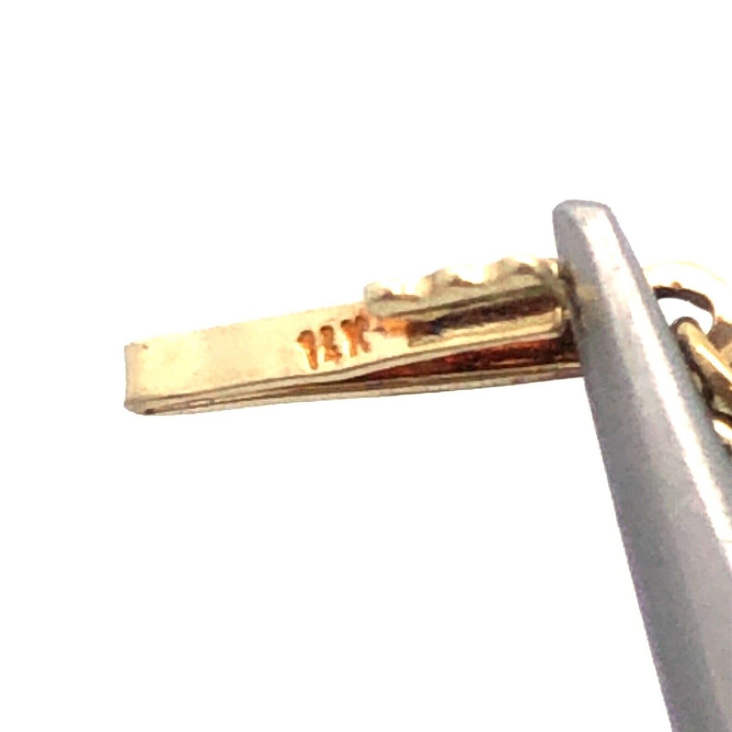 Estate 14K Yellow Gold Marquise Ruby Diamond Accented Pendant Chain Necklace