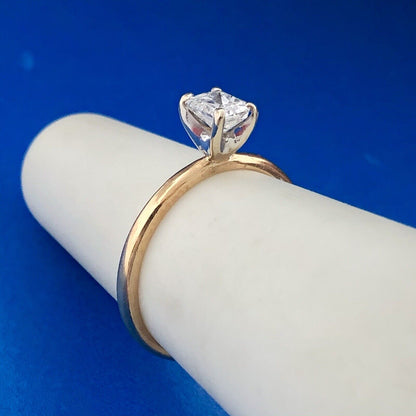 14K Yellow Gold Radiant Cut Diamond Solitaire Engagement Promise Ring