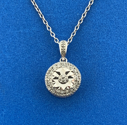 Karizia Spa KA 1772 Sterling Silver Diamond Accented Infinity Charm Necklace NWT