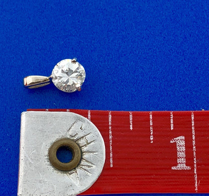 14K White Gold Round Diamond Solitaire Bridal Birthday Anniversary Pendant