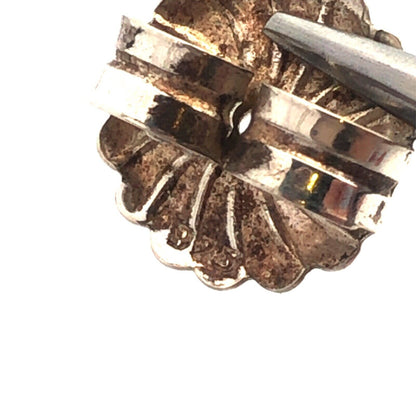 Vintage 925 Sterling Silver Triangle Charoite Amethyst Statement Stud Earrings