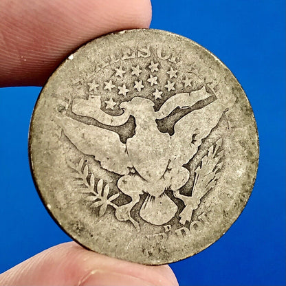 1911 D Silver Barber Quarter Better Key Date Denver Coin Rare Scarce