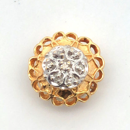 Designer KLJCI 14K Yellow Gold 2 Tone Diamond Round Flower Slide Bracelet Charm