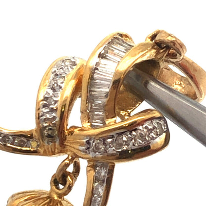 Designer 14K Yellow Gold Black Pearl Diamond Accented Statement Drop Pendant