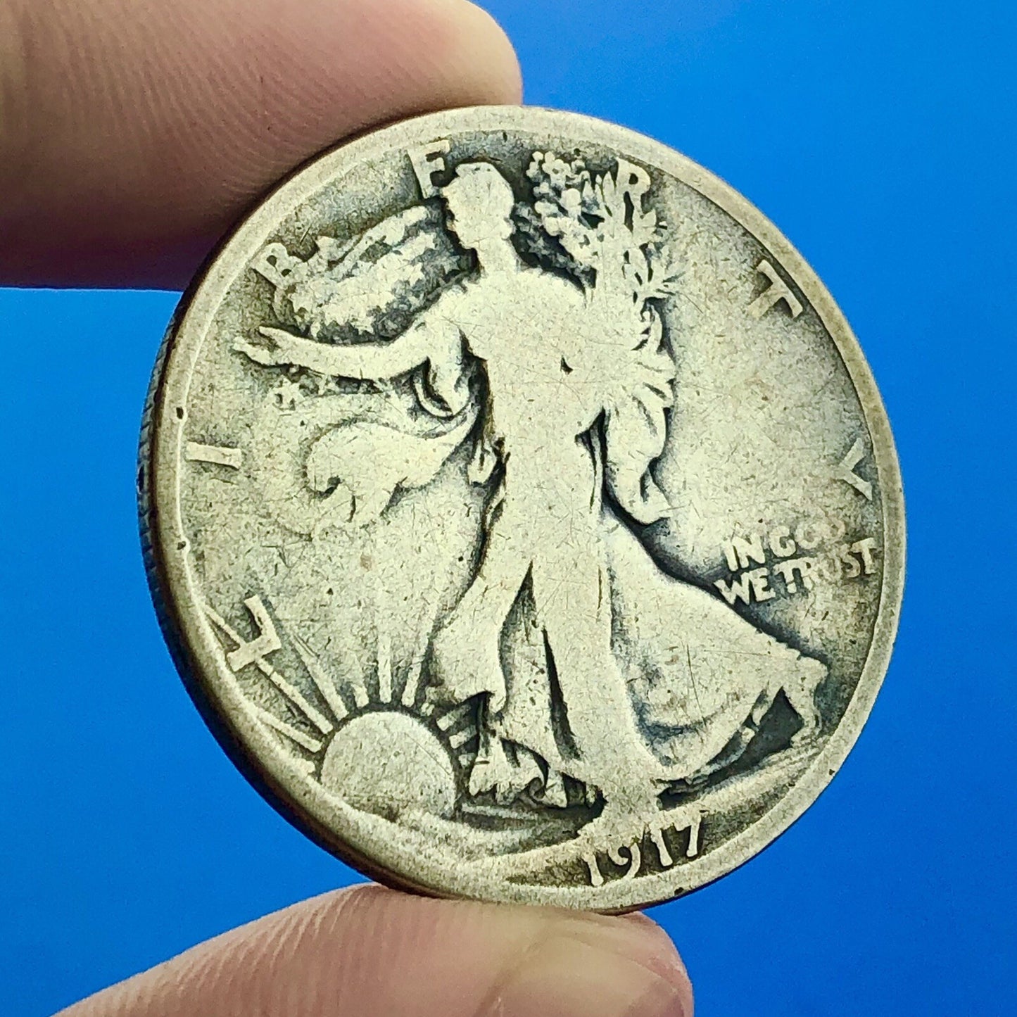 1917 S Reverse Silver Walking Liberty Half Dollar 50c Better Key San Fran Coin