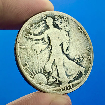 1917 S Reverse Silver Walking Liberty Half Dollar 50c Better Key San Fran Coin