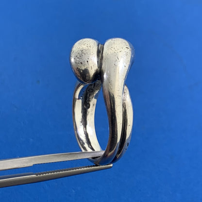 Modernist 925 Sterling Silver Statement Size 6 Bypass Dome Ring