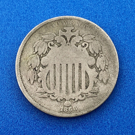 1866 P Shield Nickel Variety 1 With Rays Better Key Rare Philadelphia Type Coin