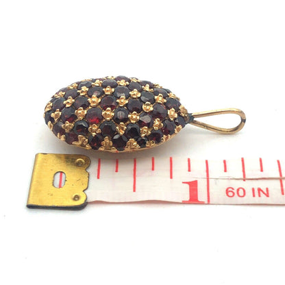 Custom 14k Yellow Gold Large Pendant with Stunning Garnet Gemstones