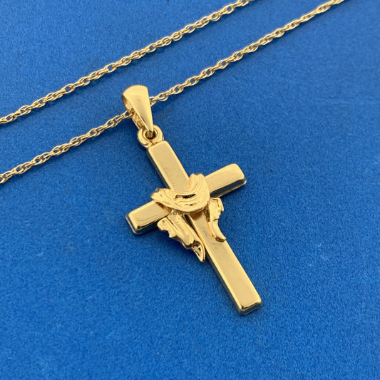 Designer JCM Vermeil Sterling Silver 925 Religious Cross 18" Chain Necklace