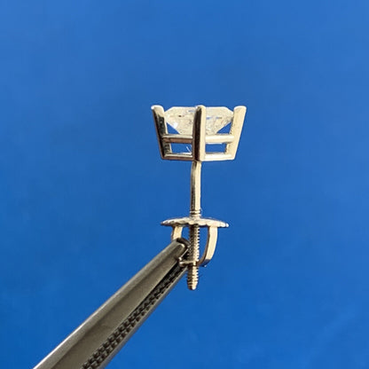 Designer 14K White Gold Princess Diamond Solitaire Screw Back Stud Earrings