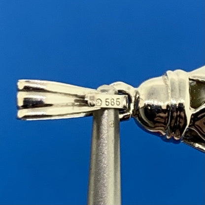 14K White Gold Peacock Baroque Pearl Solitaire Statement Drop Pendant