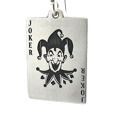 Custom Artisan Sterling Silver 925 Poker Playing Card Drop Dangle Earrings