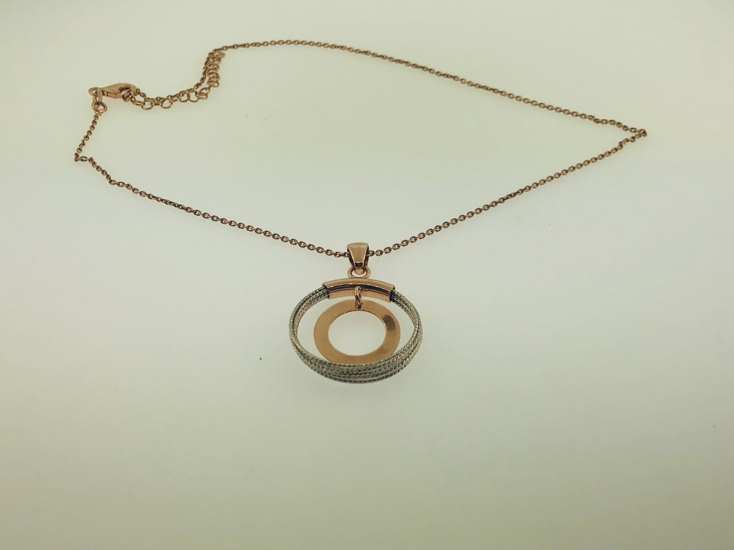 Dyadema Italy Sterling Silver Rose Wash Two Toned Life Infinity Circle Necklace