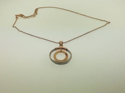 Dyadema Italy Sterling Silver Rose Wash Two Toned Life Infinity Circle Necklace