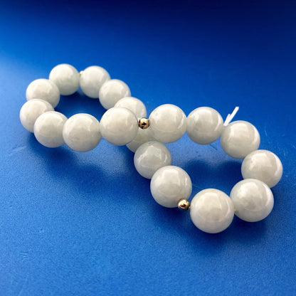 Vintage Sterling Silver 925 Jade Jadeite Ball Bead Protection Harmony Bracelet