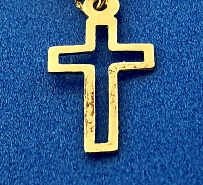 Retro 14K Yellow Gold Cross Cutout Religious Communion Dangle Stud Earrings