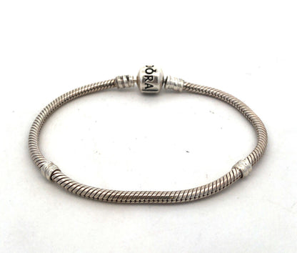 Authentic PANDORA 925 Sterling Silver Barrel Clasp 590702 Snake Charm Bracelet