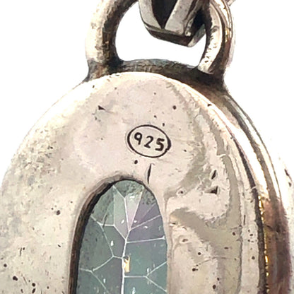 Vintage 925 Sterling Silver Oval Mystic Topaz Statement Pendant