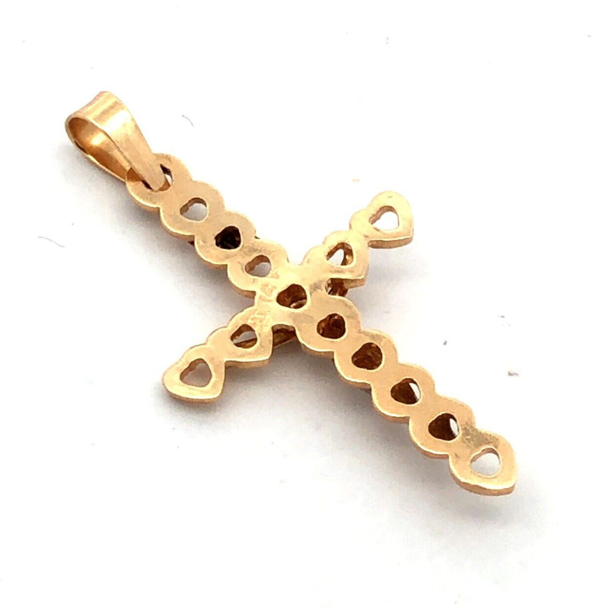 Designer 14K Yellow White Gold Two Tone Heart Cross Crucifix Pendant