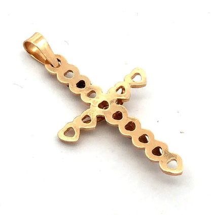 Designer 14K Yellow White Gold Two Tone Heart Cross Crucifix Pendant