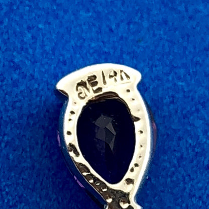 Designer AE 14K White Gold Amethyst Diamond February Occasion Teardrop Pendant