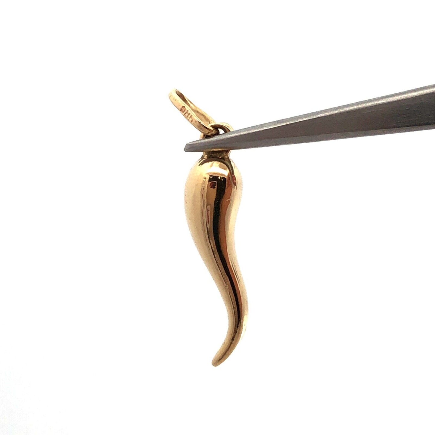 14K Yellow Gold Italian Horn Good Luck Symbol Charm Pendant