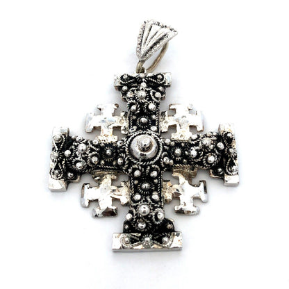 Designer Bethlehem 925 Sterling Silver Jerusalem Cross Statement Pendant