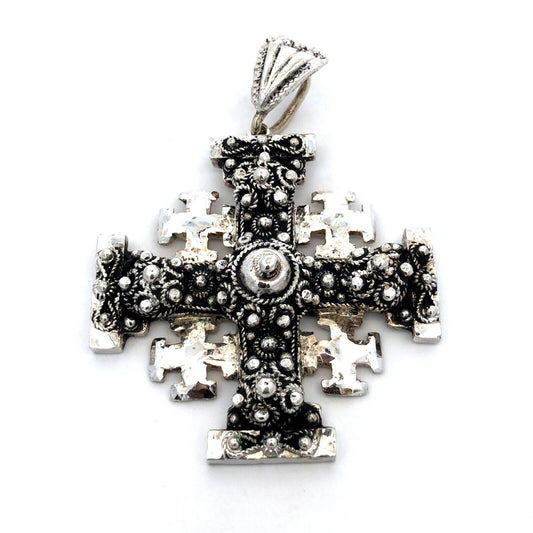 Designer Bethlehem 925 Sterling Silver Jerusalem Cross Statement Pendant