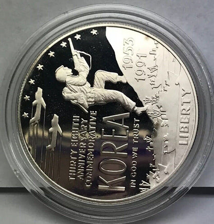 1991 P United States Korean War Memorial Proof Silver Dollar OMP/COA