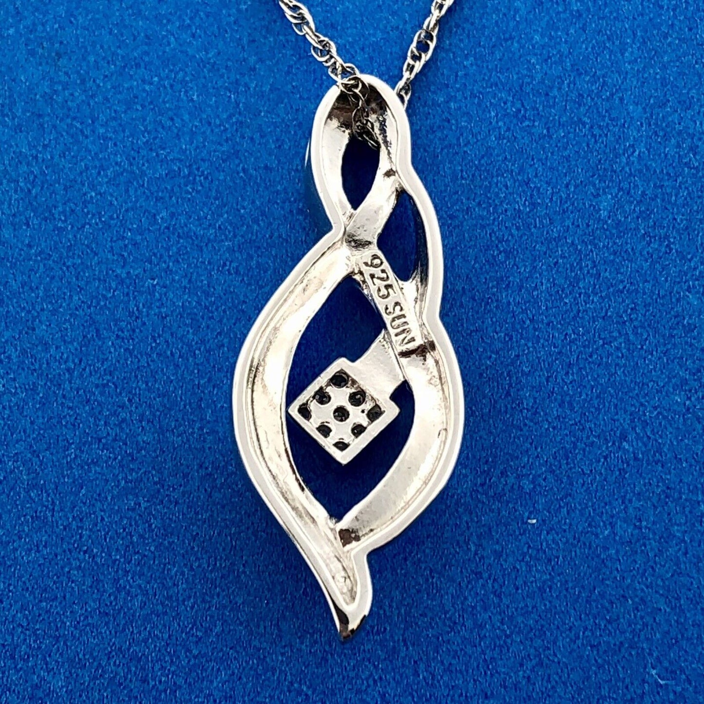 Designer 925 Sterling Silver Diamond Infinity Eternity Anniversary Necklace