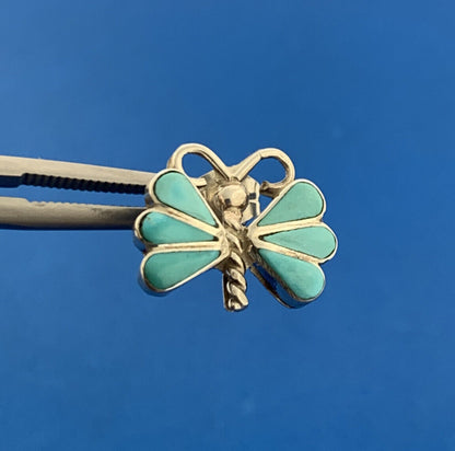 Designer 925 Sterling Silver Turquoise Enamel Butterfly Insect Stud Earrings