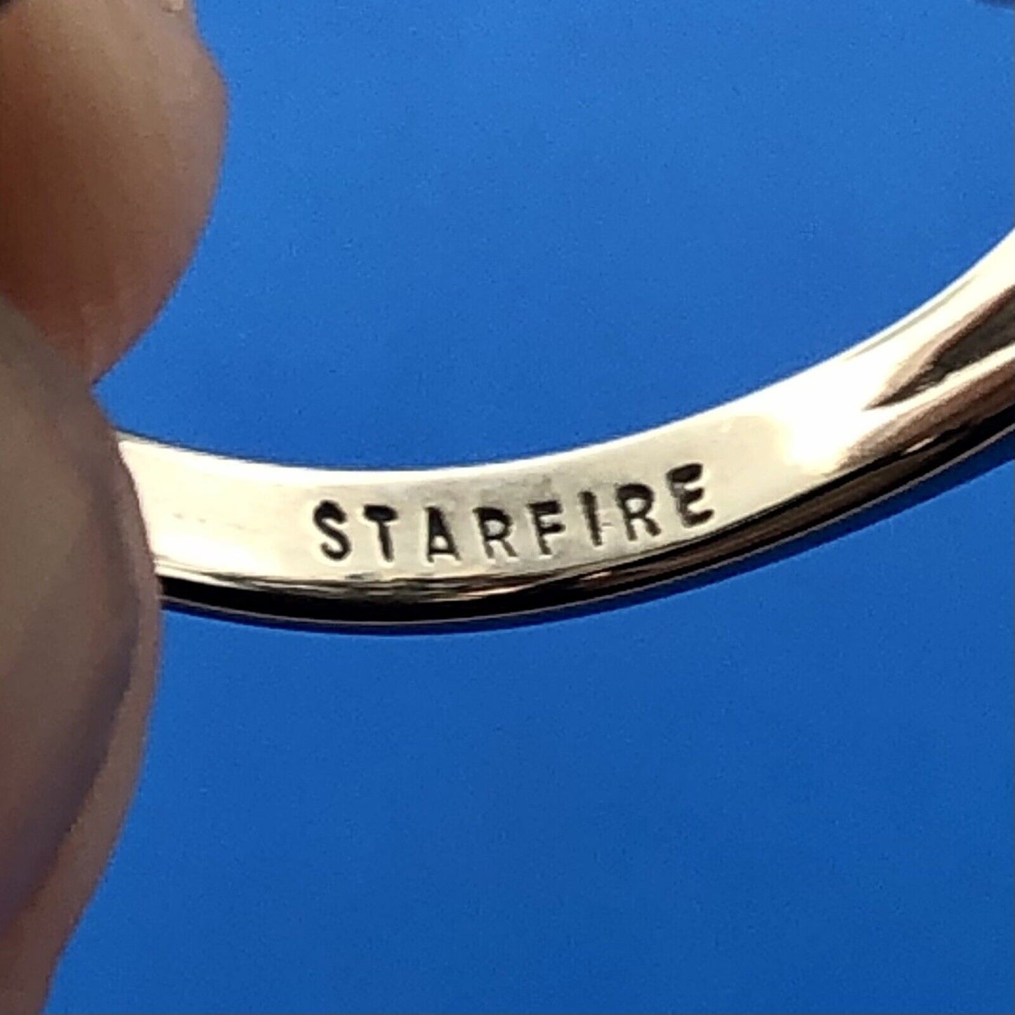 Designer 14K White Gold Sapphire Diamond Starfire Waterfall Anniversary Ring