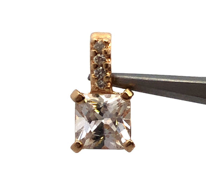 Designer 925 Sterling Silver Vermeil Princess Cubic Zirconia CZ Charm Pendant