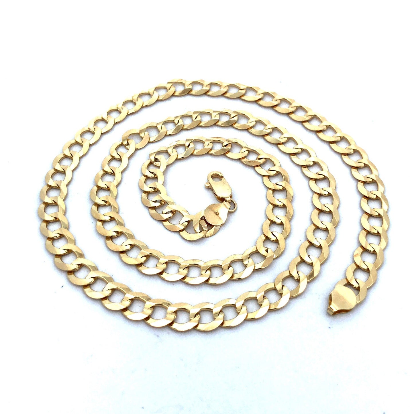 Designer RCI 10K Yellow Gold Curb Link 22" 7 mm Chain Necklace