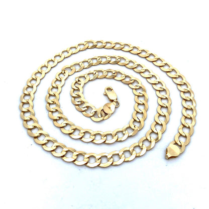 Designer RCI 10K Yellow Gold Curb Link 22" 7 mm Chain Necklace