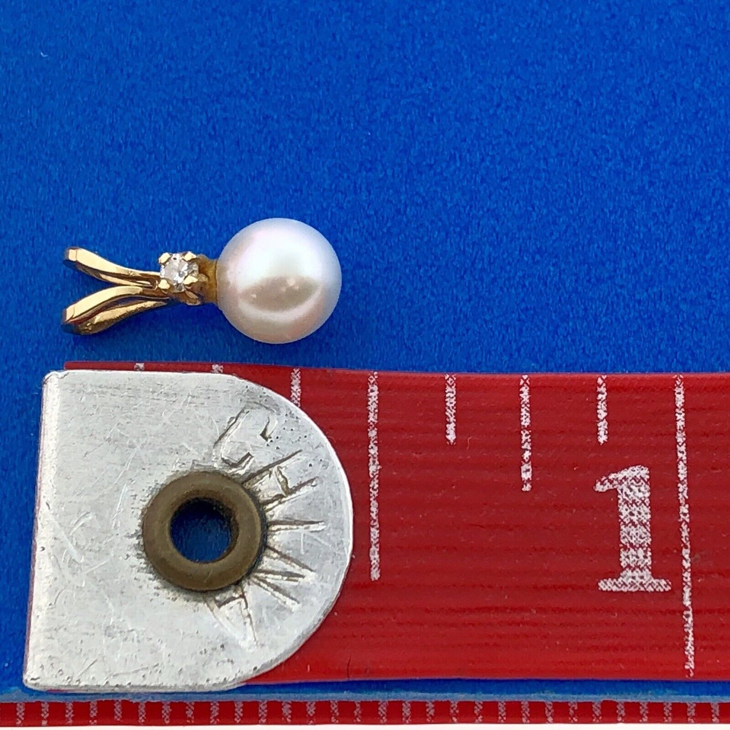 14K Yellow Gold Pearl Diamond Wedding Birthstone Anniversary Charm Pendant