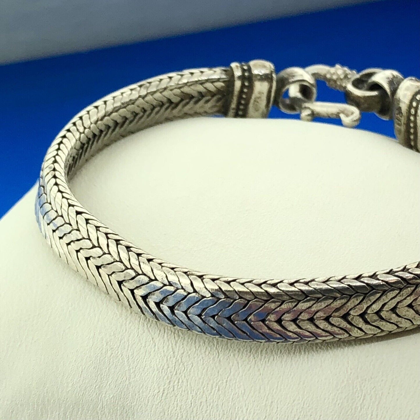 Vintage Artisan RA 925 Sterling Silver Heavy Wheat Link Clasp Bracelet