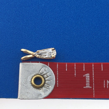 Gorgeous 14k Yellow Gold Long Pear Cut Diamond Precious Pendant 1/4ctw .25