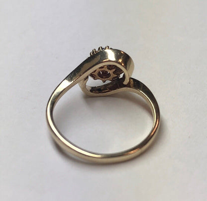 Designer 14K Yellow Gold Diamond Sapphire Free Form Flower Cocktail Ring