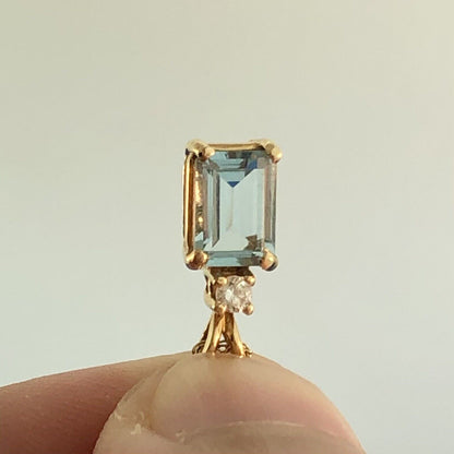 14K Yellow Gold Aquamarine Diamond Accent March Anniversary Pendant Necklace
