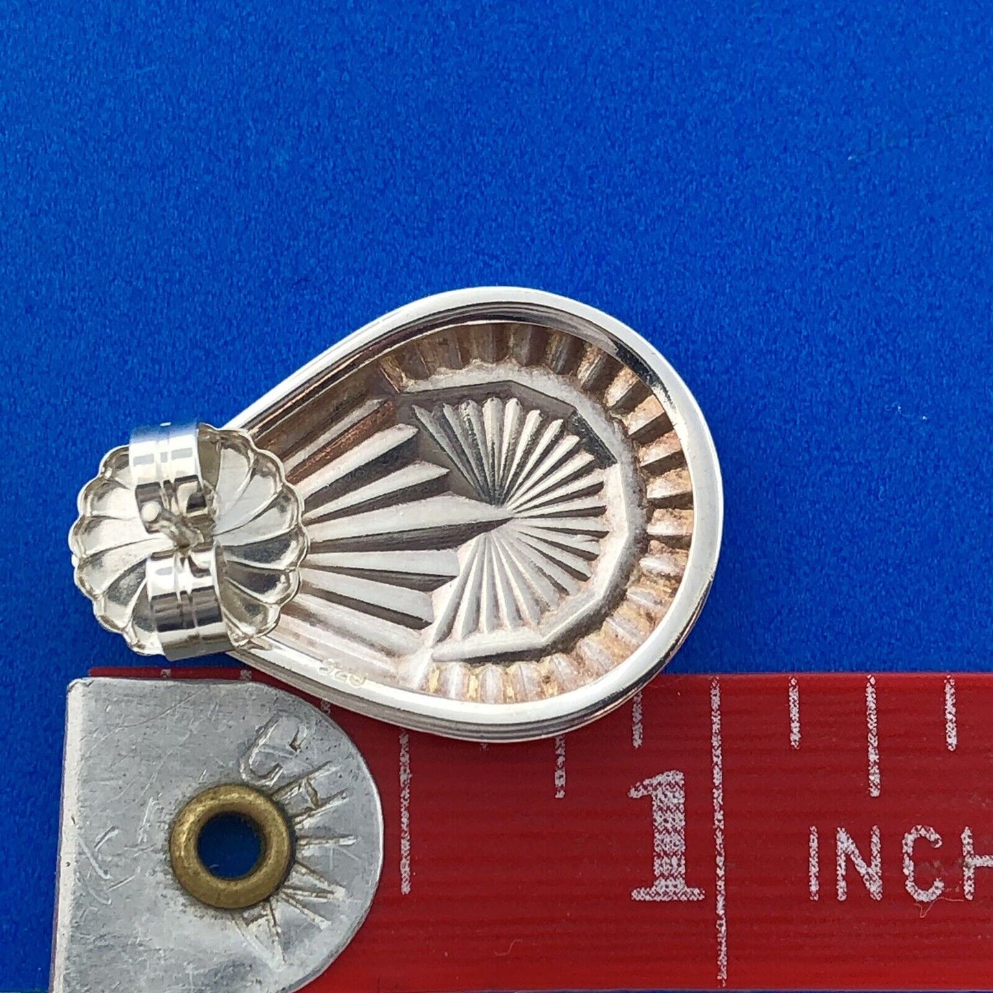 Southwest Sterling Silver 925 Textured Teardrop Friction Back Stud Earrings