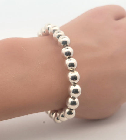 Designer Milor Italy 925 Sterling Silver Ball Bead Link Magnetic Clasp Bracelet