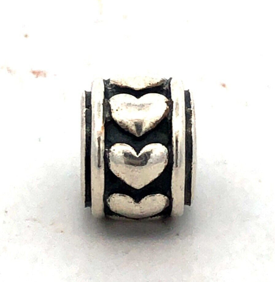 Designer CHAMILIA B 925 Sterling Silver Heart Love Valentines Bead Slide Charm