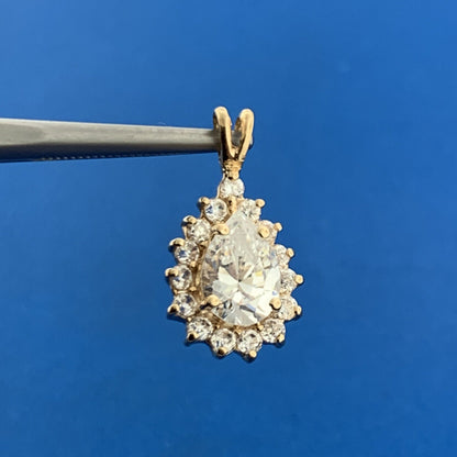 Gorgeous 14k Yellow Gold Pear Cut Sparkling White CZ Cubic Zirconia Pendant