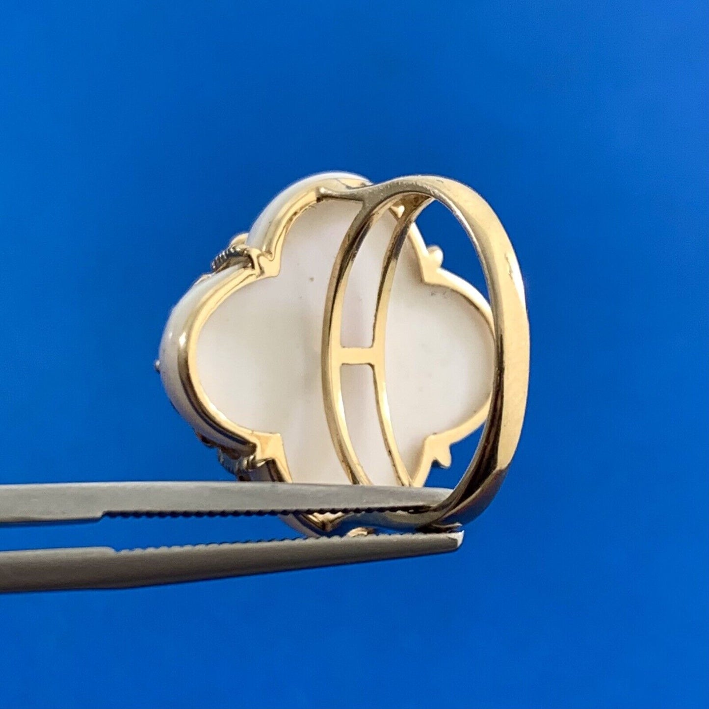 Designer 14K Yellow Gold Citrine Orange Tourmaline White Agate Statement Ring